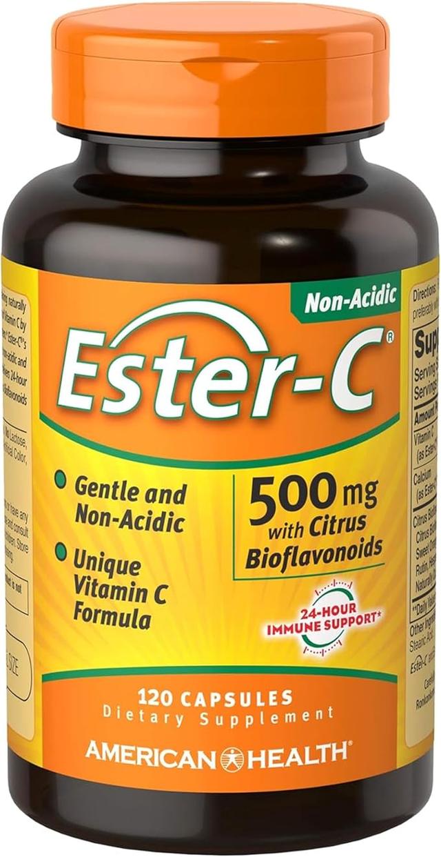 American Health Ester-C with Citrus Bioflavonoids Capsules - Gentle on Stomach, Non-Acidic Vitamin C - 500mg, 60 Servings, 120 Count product image