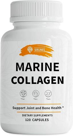 SIRUNES Marine Collagen Peptide, 120 Capsules - Women's Fish Collagen Supplement, Suitable for Hair, Skin, Nails, Joints and Bones - Made in USA