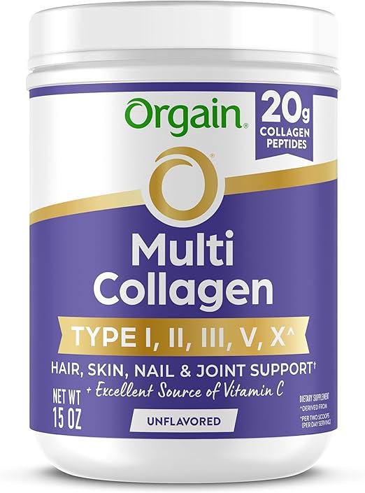 Orgain Hydrolyzed Multi Collagen Powder, for Women & Men, 20g Collagen, Hair, Skin, Nails & Joint Support, Types I, II, III, V, X, Vitamin C & Amino Acids, Non-GMO, Unflavored (21 Servings) 425.2g (15 oz) product image