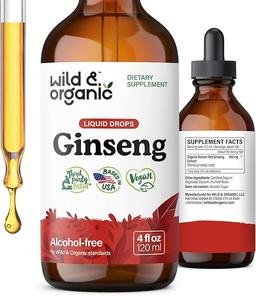 Wild & Organic Korean Panax Ginseng Extract Liquid - Red Ginseng Root Supplement for Overall Wellness - Immune Support Drops - Vegan, Sugar and Alcohol Free Tincture - 118.3ml (4oz)