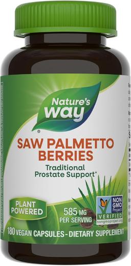 Nature's Way Saw Palmetto Berry, Traditional Prostate Health Supplement*, 585mg per Serving, Non-GMO Project Verified, Vegan, 180 Capsules
