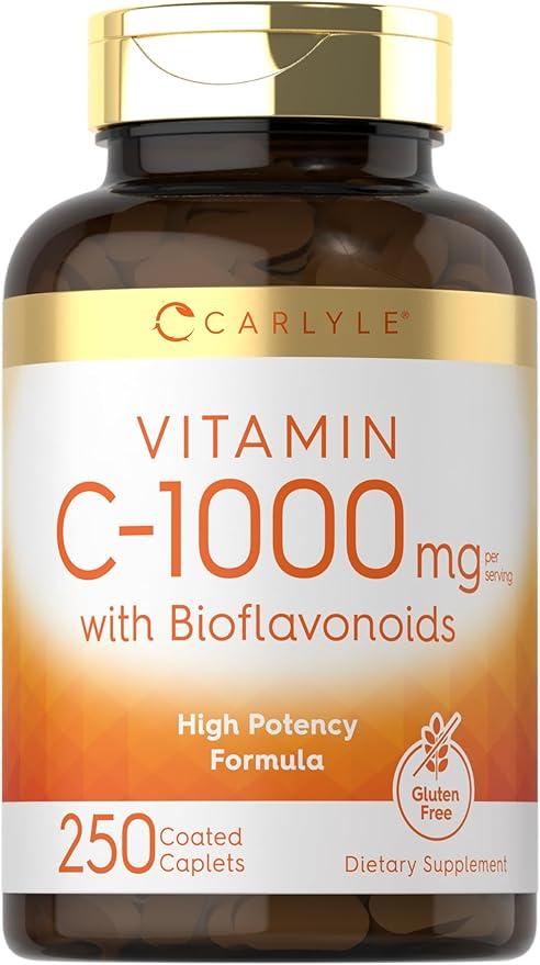 Carlyle Vitamin C 1000mg with Bioflavonoids | 250 Capsules | with Rose Hips | Vegetarian, Non-GMO, Gluten-Free Supplement product image