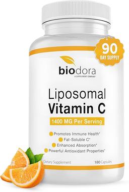 Liposomal Vitamin C, Healthy Immune System, Heart Health Support, Enhanced Energy Levels, Antioxidant Properties, 1400mg per Serving, 180 Capsules