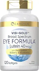Carlyle Lutein and Zeaxanthin Supplement | 40mg | 180 Softgels | Eye Vitamin | Visi-Gold | Non-GMO and Gluten Free product image