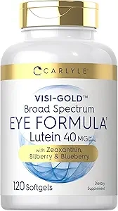 Carlyle Lutein and Zeaxanthin Supplement | 40mg | 180 Softgels | Eye Vitamin | Visi-Gold | Non-GMO and Gluten Free product image