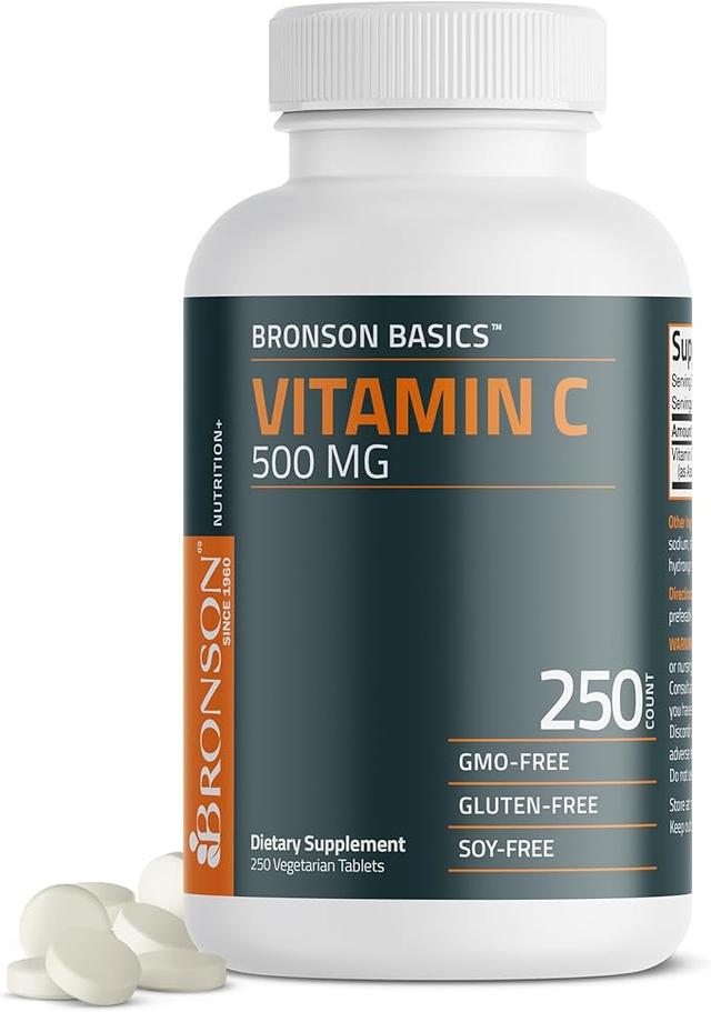 Bronson Vitamin C 500mg, Supports Healthy Immune System and Antioxidant Protection, Non-GMO, 250 Veggie Tablets product image
