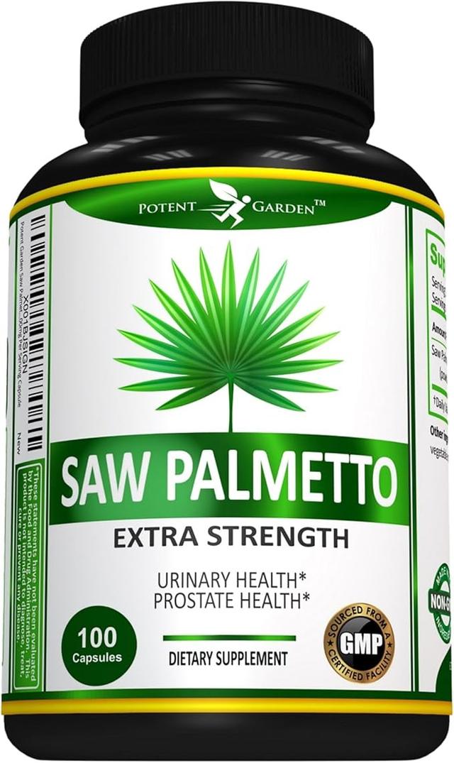 Potent Garden Saw Palmetto 500mg - Men's Prostate Supplement - Supports Healthy Urinary Frequency and Flow - Non-GMO, Saw Palmetto Capsules, 100 Count product image