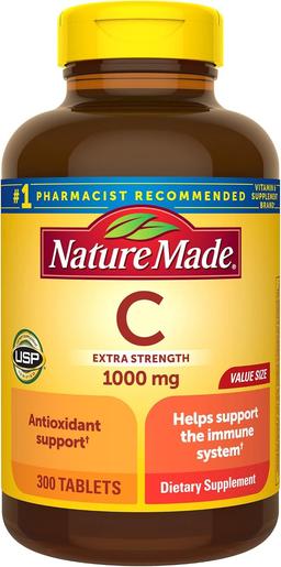 Nature Made Extra Strength Vitamin C 1000mg, Dietary Supplement for Immune Support, 300 Tablets, 300-Day Supply