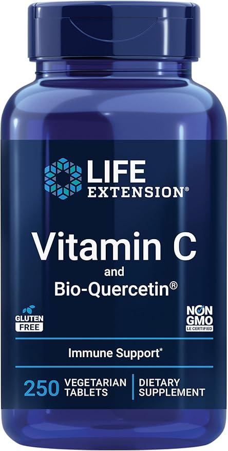 Life Extension, Vitamin C and Bio-Quercetin Phytosome – Vitamin C Plus High-Absorption Quercetin for Immune Support – Gluten Free, Non-GMO, Vegetarian – 250 Veggie Tablets product image