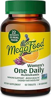 MegaFood Womens Multivitamin One Daily - Multivitamin for Women - Vitamin C, Vitamin D, Iron & B Vitamins - Bone, Energy Metabolism & Immune Support - Vegetarian, Gluten Free - 60 Tablets, 60 Servings product image