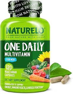 NATURELO Mens Multivitamins - One Daily Multivitamin for Men with Vitamins, Minerals & Organic Whole Foods, Boost Energy & Health, Non-GMO, 120 Vegetarian Capsules product image