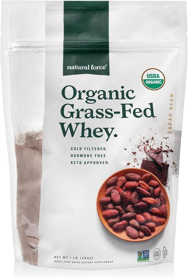 Natural Force Grass Fed Organic Whey Protein Powder, 448g (15.8 oz), Chocolate Flavor product image