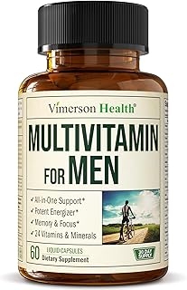 Multivitamin for Men – Essential Mens Multivitamins & Multiminerals 60 Liquid Capsules with Vitamin B12, A, D, C, Zinc, Magnesium & More for Total Body Wellness – 29 Key Nutrients & Vitamins for Men product image
