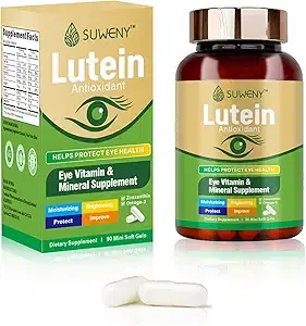 Adult Lutein Eye Vitamin Supplement - 90 Capsules, with Zeaxanthin, Zinc, Vitamin C and E for Eye Health Support, Vegan Formula for Blue Light Protection and Macular Support (1) product image