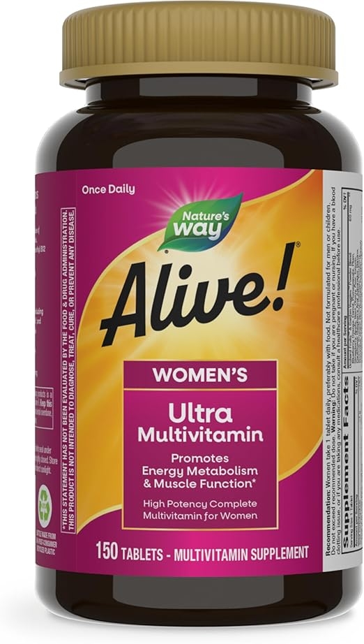 Nature's Way Alive! Women's Daily Ultra Multivitamin, High Potency Formula, Promotes Energy Metabolism and Muscle Function*, Women's Vitamins, Methylated Vitamin B12, 150 tablets product image