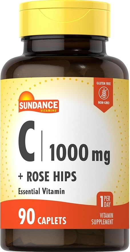 Sundance Vitamin C 1000mg with Rose Hips | 90 Veggie Capsules | Essential Vitamin | Vegetarian, Non-GMO and Gluten-Free Supplement product image