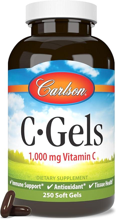 Carlson - C-Gel, 1000mg, Vitamin C Softgels, Immune Support and Heart Health, Vitamin C Softgels, Antioxidant, Vitamin C Supplement, 250 Softgels product image