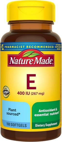 Nature Made Vitamin E 267mg (400 IU) d-Alpha, Dietary Supplement for Antioxidant Support, 100 Softgels, 100-Day Supply