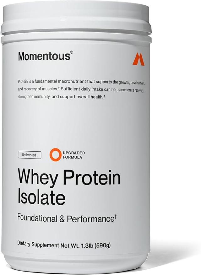 Momentous Essential Grass-Fed Whey Protein Powder - Whey Protein Isolate 20g - Sports NSF Certified - Gluten Free - 24 Servings for Essential Daily Use, Unflavored (Packaging May Vary) product image