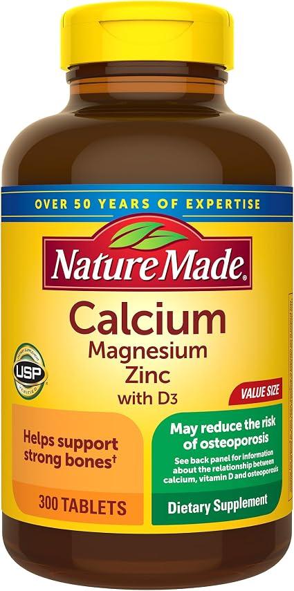 Nature Made Zinc with Calcium, Magnesium Oxide, and Vitamin D3 for Bone Strength Support, Tablets, 300 Count product image