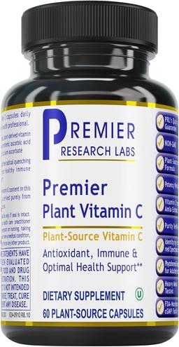 Premier Research Labs, Vitamin C Supplement - Natural Vitamin C, Whole-Food Vitamin C, Essential C Complex, with Pure Bioflavonoids and Organic Ingredients - 60 Veggie Capsules