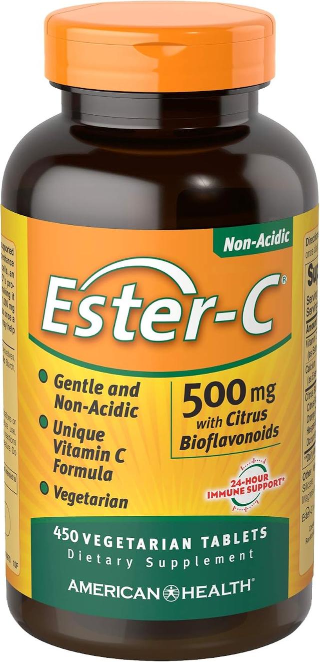 American Health Ester-C with Citrus Bioflavonoids Veggie Tablets - 24-Hour Immune Support, Gentle to the Stomach, Non-Acidic Vitamin C - Non-GMO, Gluten Free, Vegan - 500 mg, 450 Count, 225 Servings product image