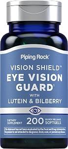 Piping Rock Lutein and Zeaxanthin Supplement | 200 Softgels | With Bilberry Extract | Vision Vitamin | Non-GMO, Gluten Free