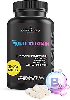 Livingood Daily Methylated Multivitamin for Women and Men, Multi Vitamin Supplement with Alpha Lipoic Acid, B Vitamins, Iron, Zinc and Selenium, Energy, Metabolism and Immune Support, 60 Capsules product image