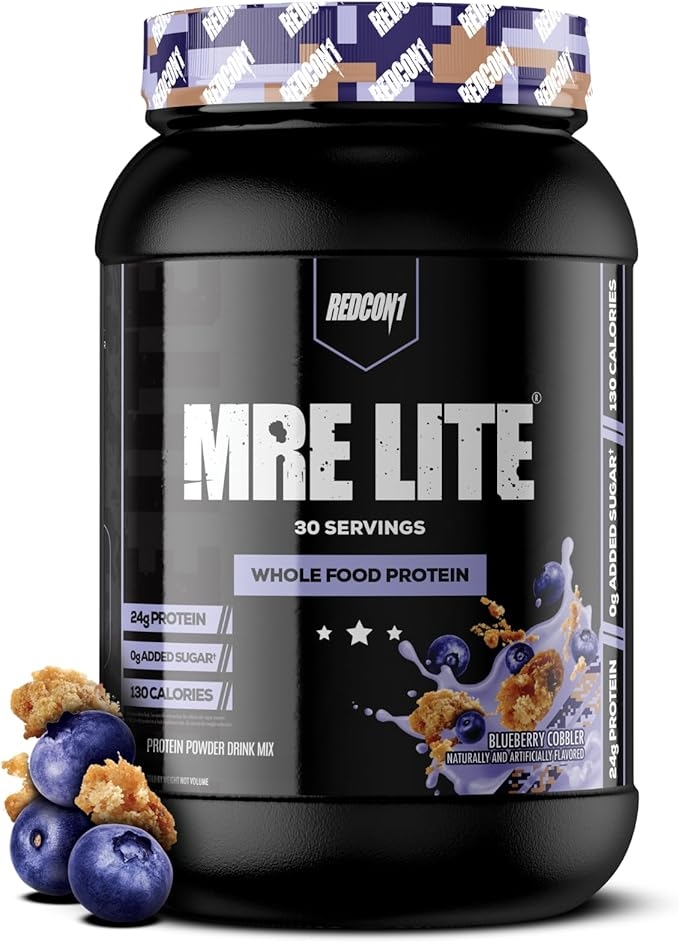 Redcon1 MRE Lite (Blueberry Cobbler) 30 Servings, Animal-Based Protein, Whey-Free, No Bloat, Keto Friendly, 2G Sugar, 24G Protein Meal Replacement product image