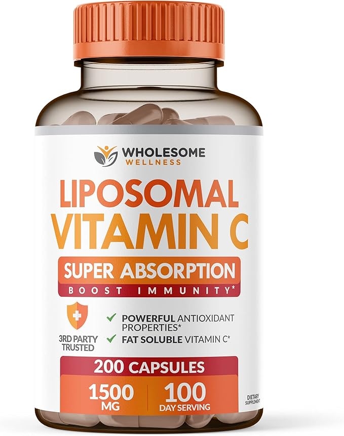 Wellness Liposomal Vitamin C Capsules (200 Count, 1500mg Buffered), High Absorption, Immune System & Collagen Booster, High-Potency Fat-Soluble Immune Support Ascorbic Acid, Natural Vegan product image
