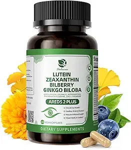 Lutein and Zeaxanthin Supplement - Advanced AREDS 2 Eye Vitamin - Eye Bilberry Supplement with Astaxanthin, Ginkgo Biloba, and Sodium Hyaluronate - for Eye Health and Brain Support, 120 Capsules product image
