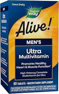 Nature's Way Alive! Men's Daily Ultra Multivitamin, High Potency Formula, Promotes Heart & Muscle Function*, with Methylated Vitamin B12, Gluten Free, 60 Tablets product image