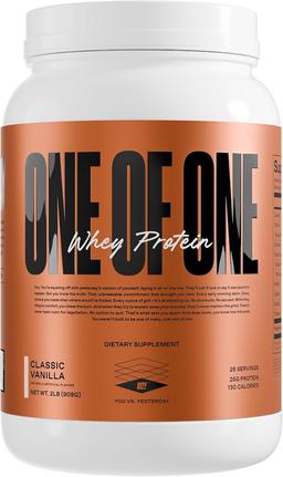 ONE of ONE Whey Protein Powder - Whey Protein Concentrate 25g with Digestive Enzymes, Gluten Free, Low Carb, Post-Workout Recovery - Classic Vanilla Flavor, 0.9kg (2 lb)
