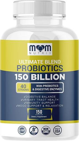 Probiotics 150 Billion CFU - 40 Strain Probiotics for Women, Probiotics for Men and Adults - Shelf Stable Probiotic with Organic Prebiotic - Acidophilus Probiotic - 150 Capsules - Made in USA