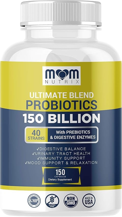 Probiotics 150 Billion CFU - 40 Strain Probiotics for Women, Probiotics for Men and Adults - Shelf Stable Probiotic with Organic Prebiotic - Acidophilus Probiotic - 150 Capsules - Made in USA product image