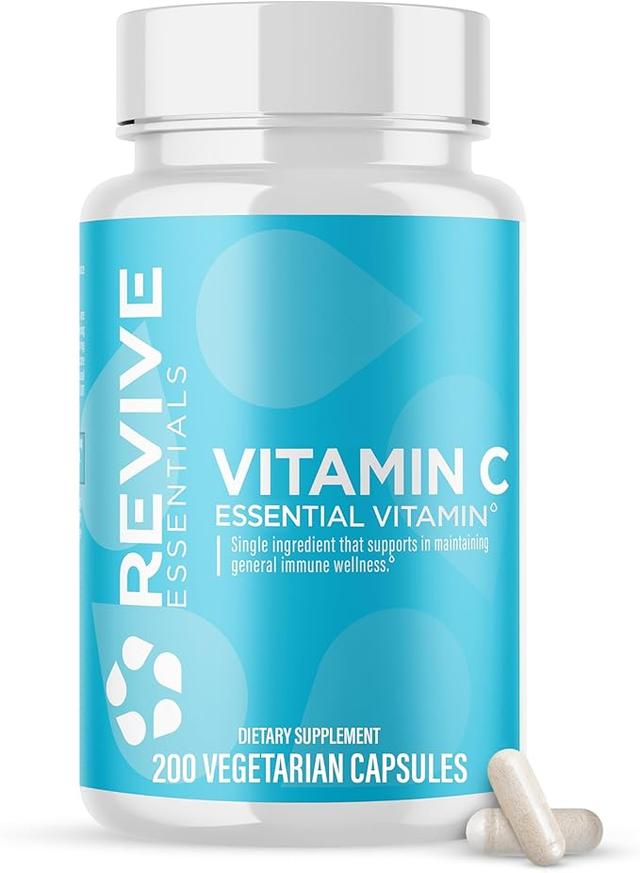 Revive MD Vitamin C Capsules, 1000mg - High-Potency VIT C Ascorbic Acid Dietary Supplement for Immune Support and Antioxidant Health - Free of Fillers and Genetically Modified Ingredients - Veggie Capsules 200 Count product image