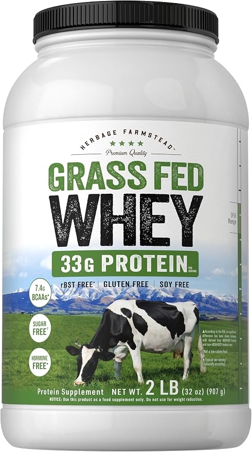 Carlyle Herbage Farmstead Grass-Fed Whey Protein Powder | 0.9kg (2 lbs) | 33g Protein Per Serving | Unflavored | Sugar & Hormone Free | GMO Free & Gluten Free Supplement product image