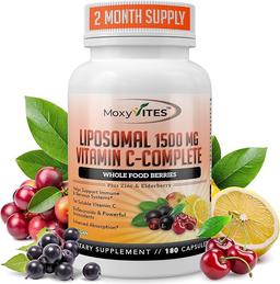 Liposomal Vitamin C with Zinc Capsules - Organic Vitamin C Elderberry, Amla, Camu Camu - High Absorption Vitamin C, Anti-Aging, Immune Support, 1500mg per Serving 3-Month Supply Gluten Free NON GMO Vegan Capsules