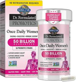 Garden of Life Once Daily Dr. Formulated Probiotics for Women 50 Billion CFU 16 Probiotic Strains with Organic Prebiotics for Digestive, Vaginal & Immune Health, Dairy Free, Shelf Stable 30 Capsules