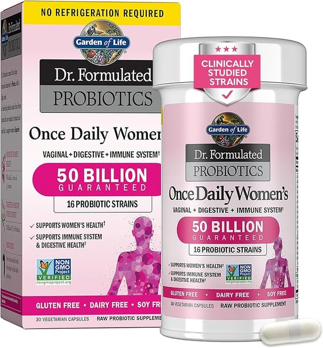 Garden of Life Once Daily Dr. Formulated Probiotics for Women 50 Billion CFU 16 Probiotic Strains with Organic Prebiotics for Digestive, Vaginal & Immune Health, Dairy Free, Shelf Stable 30 Capsules product image