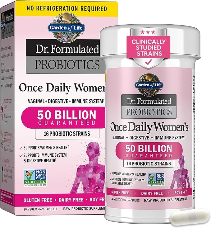 Garden of Life Once Daily Dr. Formulated Probiotics for Women 50 Billion CFU 16 Probiotic Strains with Organic Prebiotics for Digestive, Vaginal & Immune Health, Dairy Free, Shelf Stable 30 Capsules product image