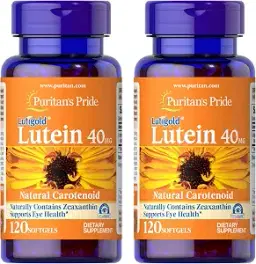 Puritan's Pride Lutein 40 mg with Zeaxanthin, Eye Health Support, 240 Count (120 Softgels, 2-Pack)