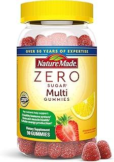 Nature Made Zero Sugar Multivitamin Gummies, Mens & Womens Multivitamins, Daily Nutritional Support Vitamin and Mineral Supplement, Aspartame Free, 90 Gummies, 45 Day Supply