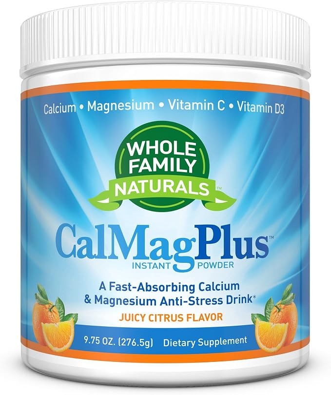 Calcium Magnesium Powder Supplement - With Vitamin C & D3 CalMag Plus - Gluten Free, Non-GMO, Orange Tangerine Flavor - Cal Mag Drink - Magnesium-Containing Calcium Supplement for Natural Calming Support product image