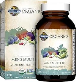 Garden of Life Organics Whole Food Multivitamin for Men 40+ 120 Tablets, Vegan Mens Multi for Health & Well-Being Certified Organic Whole Food Vitamins & Minerals for Men Over 40 Mens Vitamins