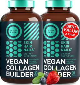 Vegan Collagen Booster Tablet - Cruelty Free Vegan Collagen Supplement - Biotin, Organic Superfood, Plant-Based Collagen Vitamin for Skin, Hair, Nails - 2 Pack, Vegan Collagen Boost Pills 60 Count