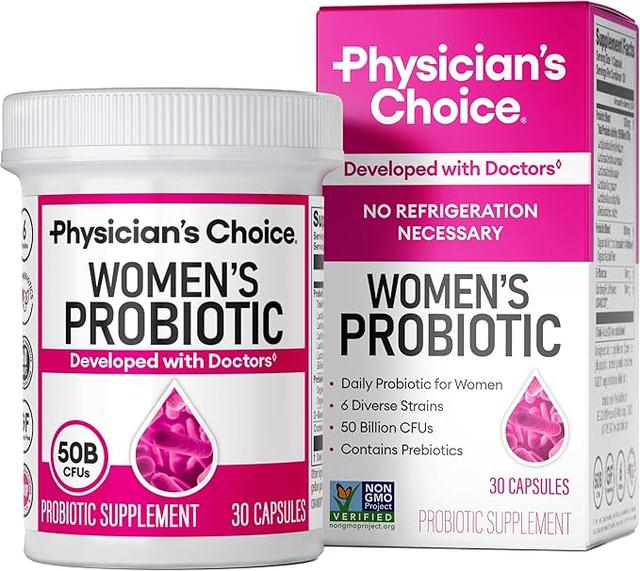 Physician's CHOICE Probiotics for Women - PH Balance, Digestive, UT, & Feminine Health - 50 Billion CFU - 6 Unique Strains for Her - Organic Prebiotics, Cranberry Extract+ - Women Probiotic - 30 CT product image
