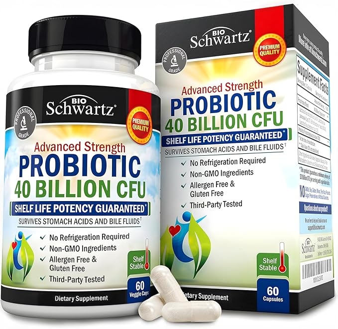 Daily Probiotic Supplement with 40 Billion CFU - Gut Health Complex with Astragalus and Lactobacillus Acidophilus Probiotic for Women and Men - Shelf Stable with Prebiotics for Digestive Health product image