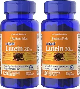 Puritan's Pride Premium Lutein Gold Lutein Carotenoid 20mg, For Men and Women, with Zeaxanthin, Dietary Supplement for Eye Health Support, 8-Month Supply, Easy-to-Swallow Softgels 120 Count, 2-Pack product image