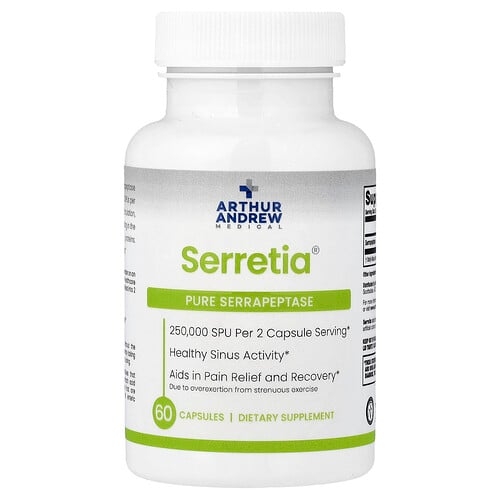 Arthur Andrew Medical Serretia Pure Serrapeptase 60 Capsules 125 000 Spu Per Capsule product image